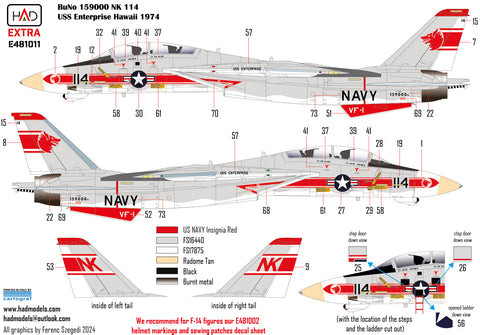 HAD Models E481011 1/48 F-14A VF-1 Wolfpack new extended version decal sheet