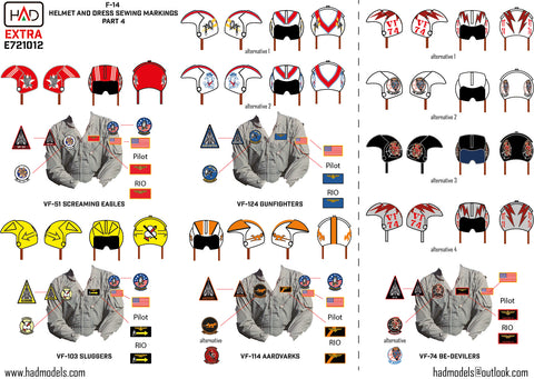 HAD Models E721012 1/72 F-14 patches and helmet markings PART 4 decal sheet