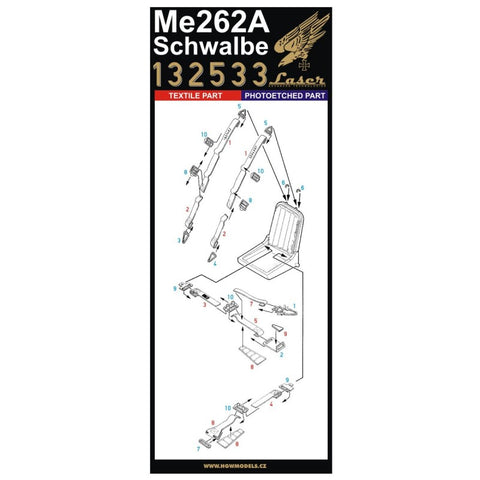 HGW Models 132533 1/32 Messerschmitt Me 262A Schwalbe pre-cut (laser) | Revell, Trumpeter