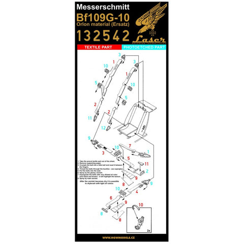 HGW Models 132542 1/32 Messerschmitt Bf 109G-10 pre-cut (laser) | Orlon material (Ersatz)