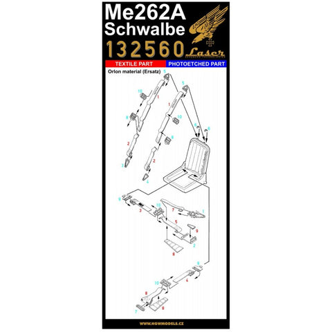 HGW Models 132560 1/32 Messerschmitt Me 262A Schwalbe pre-cut (laser) | Orlon | Revell, Trumpeter