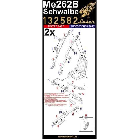 HGW Models 132582 1/32 Messerschmitt Me 262B Schwalbe pre-cut (laser) | Revell, Trumpeter