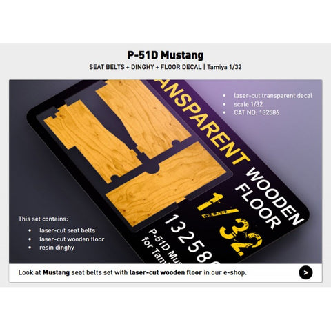 HGW Models 132586 1/32 P-51D Mustang + Dingy + Laser Floor pre-cut (laser) | Tamiya