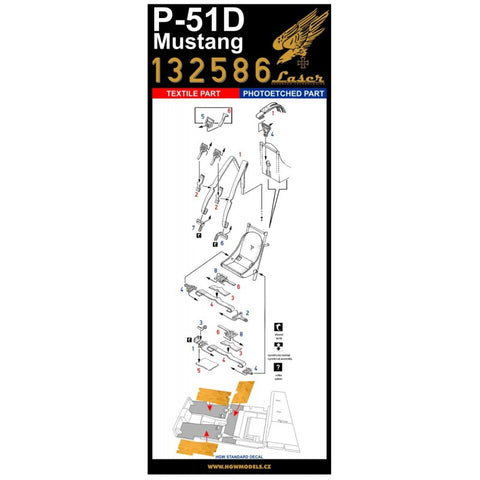 HGW Models 132586 1/32 P-51D Mustang + Dingy + Laser Floor pre-cut (laser) | Tamiya