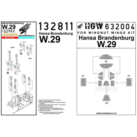 HGW Models 132811 1/32 Hansa-Brandenburg W.29 BASIC LINE: seatbelts + masks | WnW