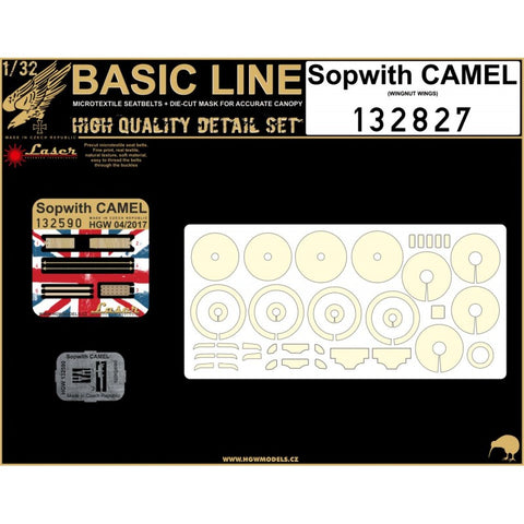 HGW Models 132827 1/32 Sopwith Camel BASIC LINE: seatbelts + masks | Wingnut Wings