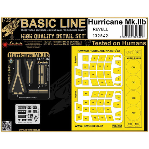 HGW Models 132842 1/32 HAWKER HURRICANE MK.IIB BASIC LINE: seatbelts + masks | Revell