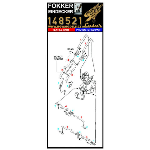 HGW Models 148521 1/48 Fokker Eindecker pre-cut (laser) | Eduard