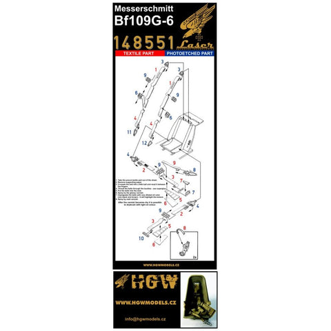 HGW Models 148551 1/48 Messerschmitt Bf 109G-6 pre-cut (laser)
