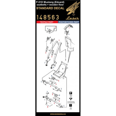 HGW Models 148563 1/48 P-51D Mustang seatbelts + wooden floor | Eduard