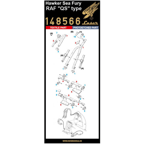 HGW Models 148566 1/48 Hawker Sea Fury - QS type pre-cut (laser) | RAF "QS" Type