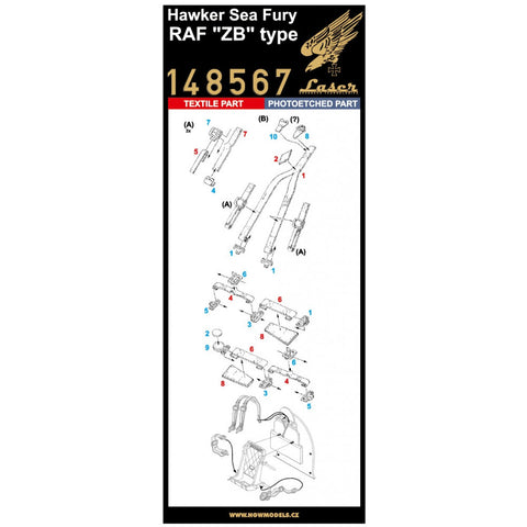 HGW Models 148567 1/48 Hawker Sea Fury - ZB type pre-cut (laser) | RAF "ZB" Type