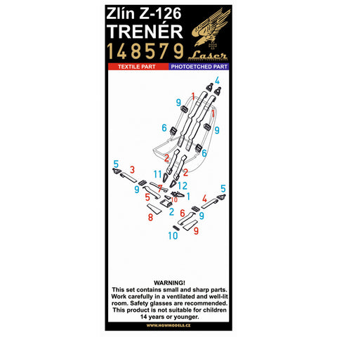 HGW Models 148579 1/48 Zlín Z-126 Trenér pre-cut (laser)