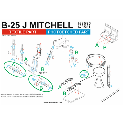 HGW Models 148581 1/48 B-25J Mitchell (GREEN) pre-cut (laser)