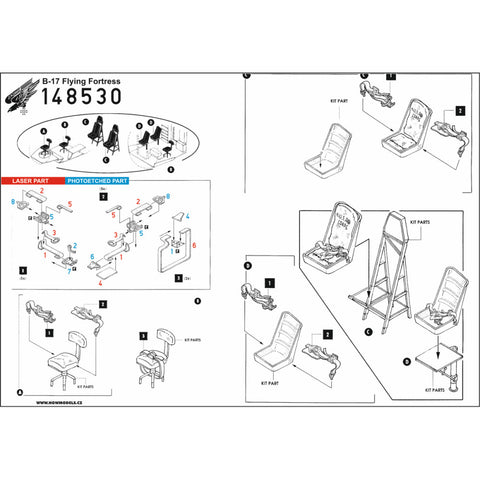 HGW Models 148825 1/48 B-17F Flying Fortress BASIC LINE: seatbelts + masks | HK Models, Eduard