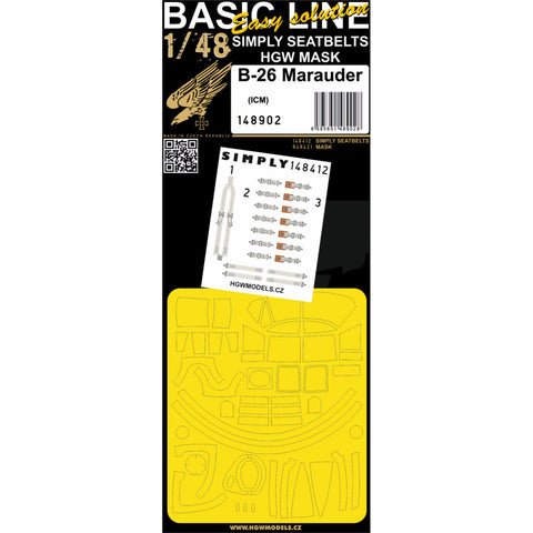 HGW Models 148902 1/48 B-26 Marauder BASIC LINE: SIMPLY BELTS + MASKS | ICM