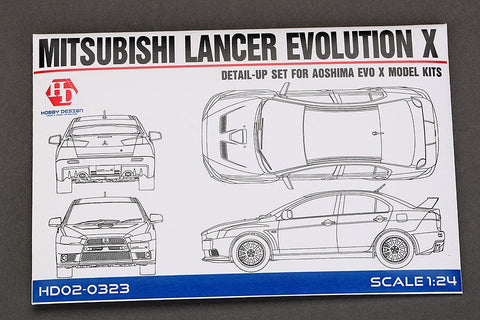 Hobby Design HD02-0323 1/24 Mitsubishi Lancer Evolution X Detail-Up Set (for Aoshima) (Photo-etched parts + Resin)