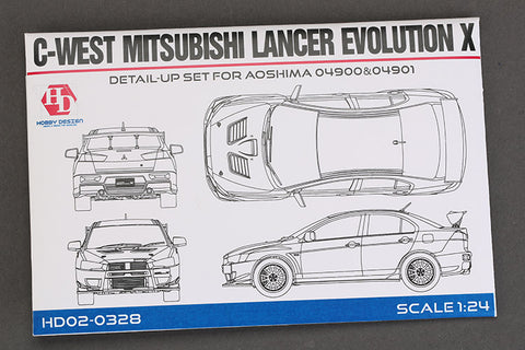 Hobby Design HD02-0328 1/24 C-WEST Mitsubishi Lancer Evolution X Detail-Up Set (for Aoshima 04900/04901) (Photo-etched parts + Metal parts + Resin)