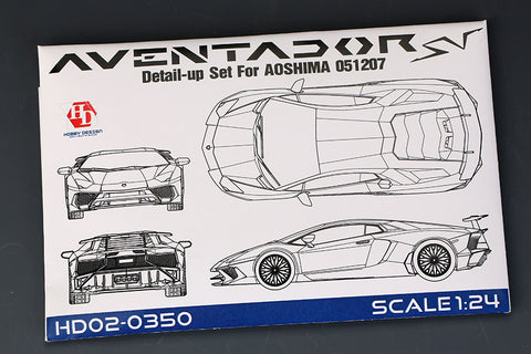 Hobby Design HD02-0350 1/24 Lamborghini Aventador SV Detail-Up Set (for Aoshima) (Photo-etched parts + Resin + Metal parts + Metal logo)