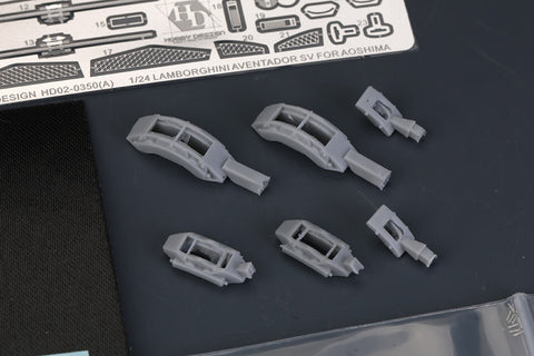 Hobby Design HD02-0350 1/24 Lamborghini Aventador SV Detail-Up Set (for Aoshima) (Photo-etched parts + Resin + Metal parts + Metal logo)