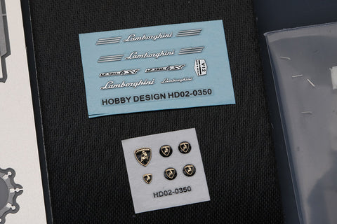 Hobby Design HD02-0350 1/24 Lamborghini Aventador SV Detail-Up Set (for Aoshima) (Photo-etched parts + Resin + Metal parts + Metal logo)