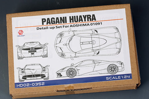 Hobby Design HD02-0352 1/24 Pagani Huayra Detail-Up Set (for Aoshima) (Photo-etched parts + Resin + Metal parts + Metal logo)