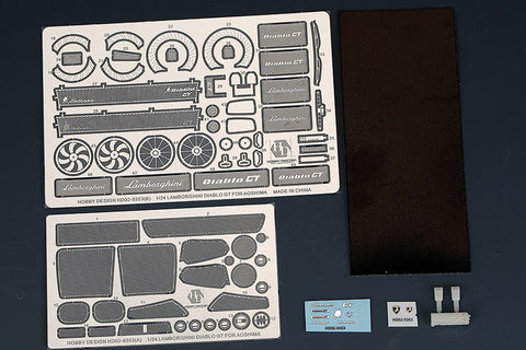 Hobby Design HD02-0353 1/24 Lamborghini Diablo GT Detail-Up Set (for Aoshima 010501) (Photo-etched parts + Resin + Metal logo)