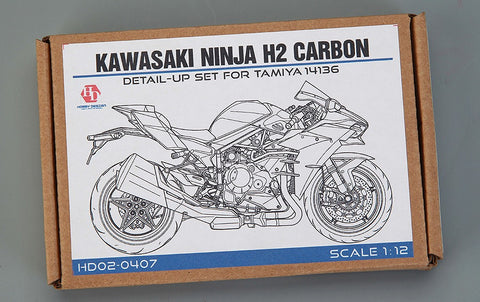 Hobby Design HD02-0407 1/12 Kawasaki Ninja H2 Carbon Detail-Up Set (for Tamiya 14136) (Photo-etched parts + Metal parts + Resin + Metal logo)