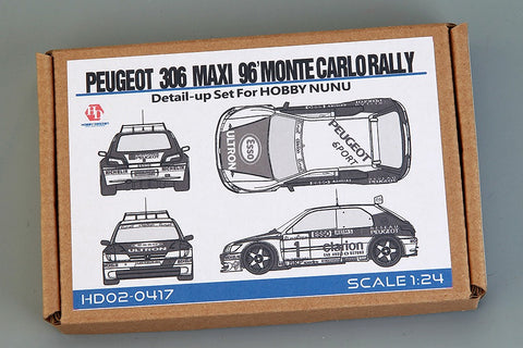 Hobby Design HD02-0417 1/24 Peugeot 306 Maxi '96 Monte Carlo Rally Detail-Up Set (for NuNu) (Photo-etched parts + Metal parts + Resin + Metal logo)