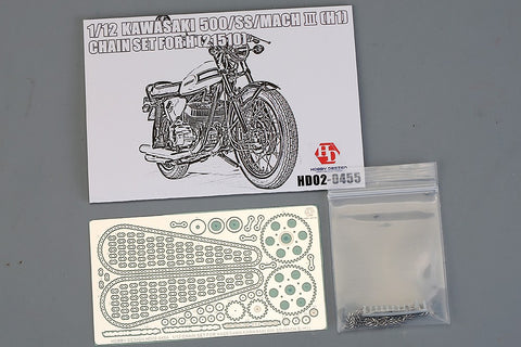 Hobby Design HD02-0455 1/12 Kawasaki 500 SS Mach III (H1) Chain Set (for Hasegawa 21510) (Photo-etched parts + Metal parts + Resin)