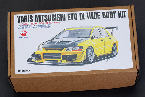 Hobby Design HD03-0383 1/24 Varis Mitsubishi EVO IX Wide Body Kit (Resin + Photo-etched parts + Decals + Metal parts)