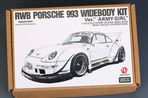 Hobby Design HD03-0459 1/24 RWB Porsche 993 Wide Body Kit for Ver. "Army Girl" (Resin + Photo-etched parts + Decals + Metal parts)