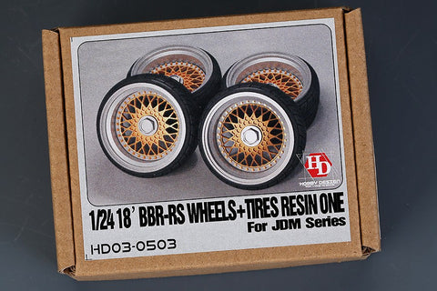 Hobby Design HD03-0503 1/24 18-inch BBS RS Wheels & Tires for JDM Series