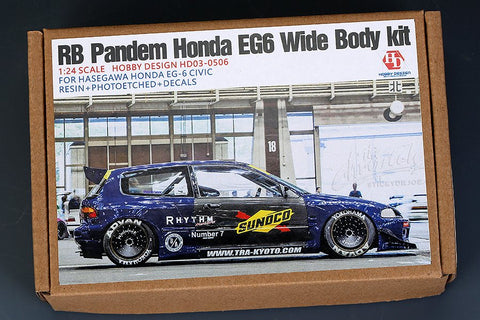 Hobby Design HD03-0506 1/24 RB Pandem Honda EG6 Wide Body Kit (for Hasegawa) Honda EG-6 Civic (Resin + Photo-etched parts + Decals)