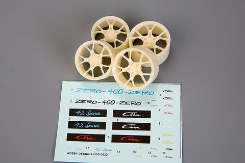 Hobby Design HD03-0522 1/24 Bugatti Chiron Wheels for Zero-400-Zero (Decal + Resin Wheels)