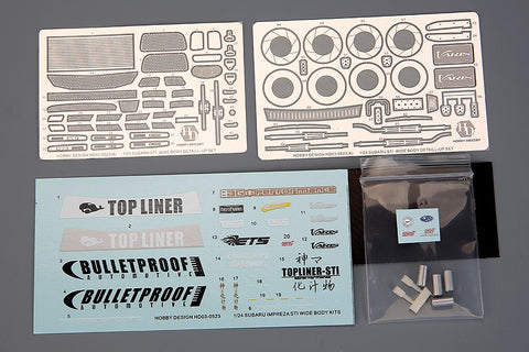 Hobby Design HD03-0523 1/24 Subaru Impreza WRX STI Wide Body Kit (for Aoshima) (Resin + Metal Wheels + Photo-etched Parts + Decals + Metal Logos + Metal Parts)