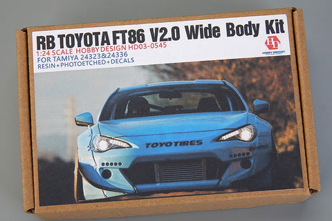 Hobby Design HD03-0545 1/24 RB Toyota FT86 V2.0 Wide Body Kit Detail-Up Set (for Tamiya) 24323 & 24336 (Resin + Photo-etched parts + Decals + Metal wheels + Metal parts)