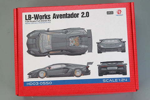 Hobby Design HD03-0550 1/24 LB-Works Aventador 2.0 Full Detail Kit (Resin + Photo-etched parts + Decals + Metal wheels + Metal parts + Metal logo)