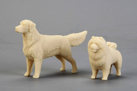 Hobby Design HD03-0570 1/24 Pet Figurines: Golden Retriever and Chow Chow