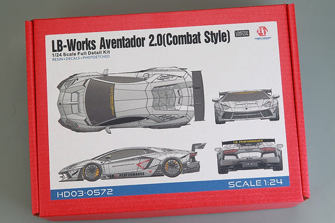 Hobby Design HD03-0572 1/24 LB-Works Aventador 2.0 (Combat Style) Full Detail Kit (Resin + Photo-etched parts + Decals + Metal wheels + Metal parts + Metal logo)
