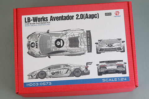 Hobby Design HD03-0573 1/24 LB-Works Aventador 2.0 (with photo-etched parts) Full Detail Kit (Resin + photo-etched parts + decals + metal wheels + metal parts + metal logo)