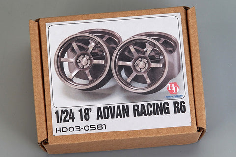 Hobby Design HD03-0581 1/24 18-inch Advan Racing R6 Wheels (Resin + Metal Wheels + Decals)