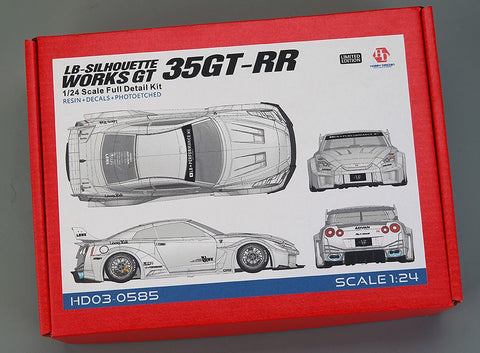Hobby Design HD03-0585 1/24 LB-Silhouette Works GT 35GT-RR Transkit (Resin + Photo-etched parts + Decals + Metal wheels + Metal parts + Metal logo)