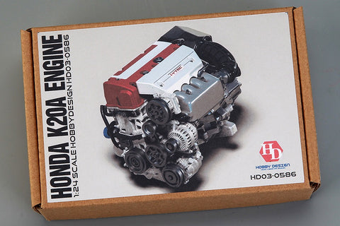 Hobby Design HD03-0586 1/24 Honda K20A Engine Detail Set (Resin + Photo-etched parts + Decals + Metal logos + Metal parts)