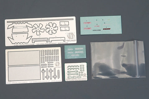 Hobby Design HD03-0586 1/24 Honda K20A Engine Detail Set (Resin + Photo-etched parts + Decals + Metal logos + Metal parts)
