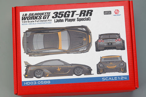 Hobby Design HD03-0588 1/24 LB-Silhouette Works GT 35GT-RR (John Player Special) Transkit (Resin + Photo-etched parts + Decals + Metal wheels + Metal parts + Metal logo)