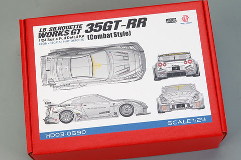 Hobby Design HD03-0590 1/24 LB-Silhouette Works GT 35GT-RR (Combat Style) Transkit (Resin + Photo-etched parts + Decals + Metal wheels + Metal parts + Metal logo)