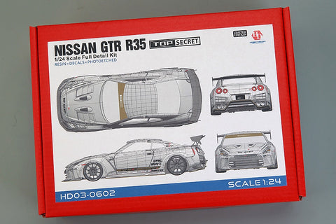 Hobby Design HD03-0602 1/24 Nissan GT-R R35 Top Secret Transkit (Resin + Photo-etched parts + Decals + Metal parts + Metal logo)
