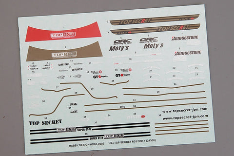 Hobby Design HD03-0602 1/24 Nissan GT-R R35 Top Secret Transkit (Resin + Photo-etched parts + Decals + Metal parts + Metal logo)
