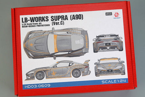 Hobby Design HD03-0609 1/24 LB-Works Supra (A90) (Ver.C) Transkit (Resin + Photo-etched parts + Decals + Metal parts + Metal logo)